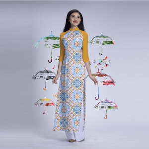 Áo dài truyền thống họa tiết cổ điển